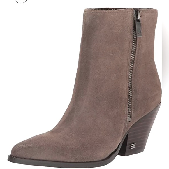 SAM EDELMAN JANE BLOCK HEEL TAN SUEDE LEATHER SNIP TOE ANKLE BOOTS SIZE 8.5 NWT - Picture 1 of 11